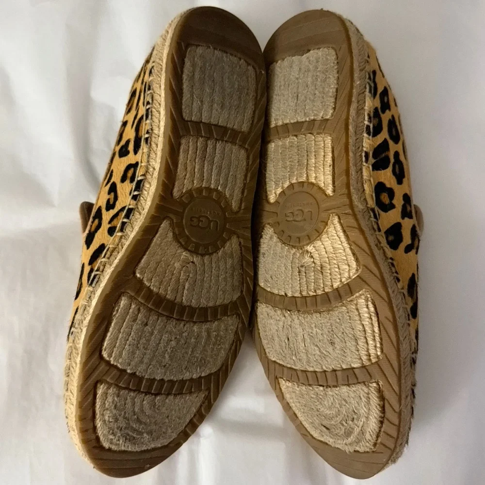 UGG Sandrinne Calf Hair Leopard Print Espadrille Shoes